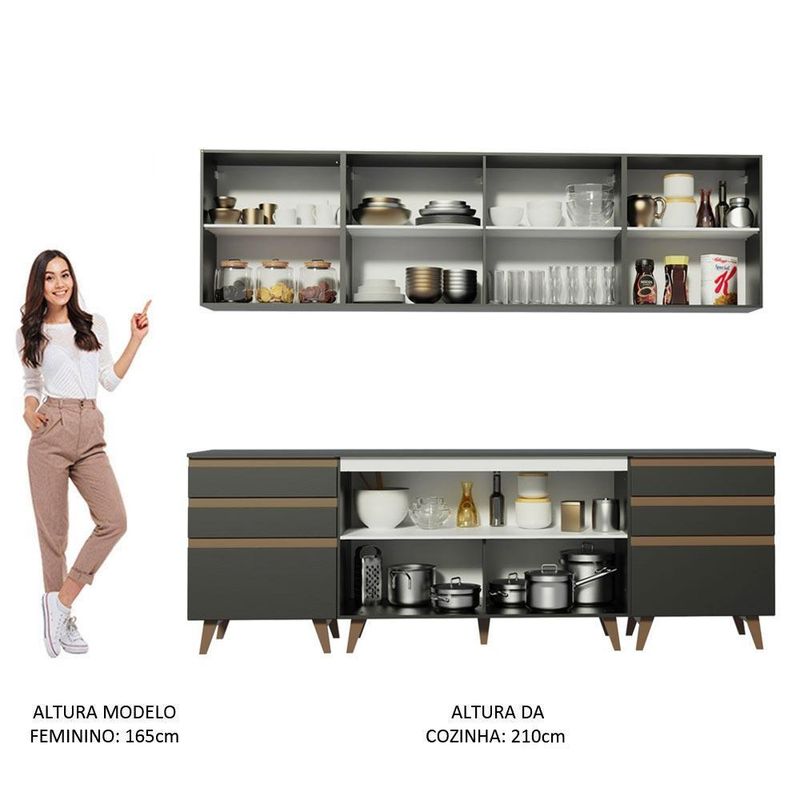Cozinha completa madesa reims 240002 com arm??rio e balc??o - preto