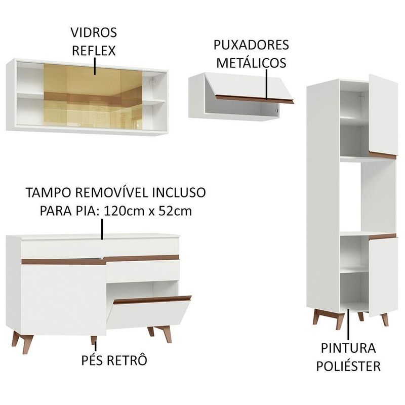 Cozinha completa madesa reims xa250003 com arm??rio e balc??o - branco