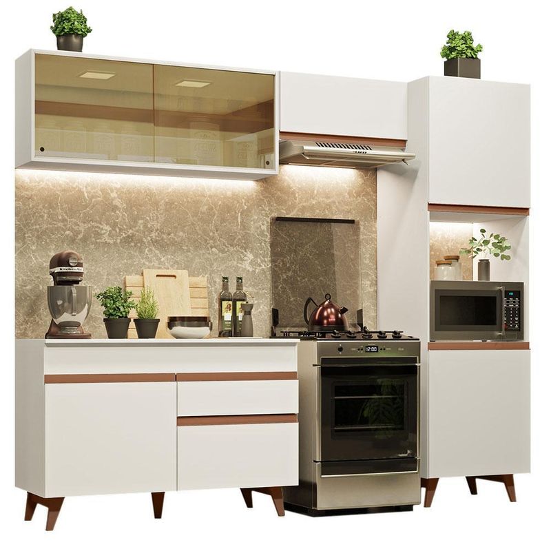 Cozinha completa madesa reims xa250003 com arm??rio e balc??o - branco
