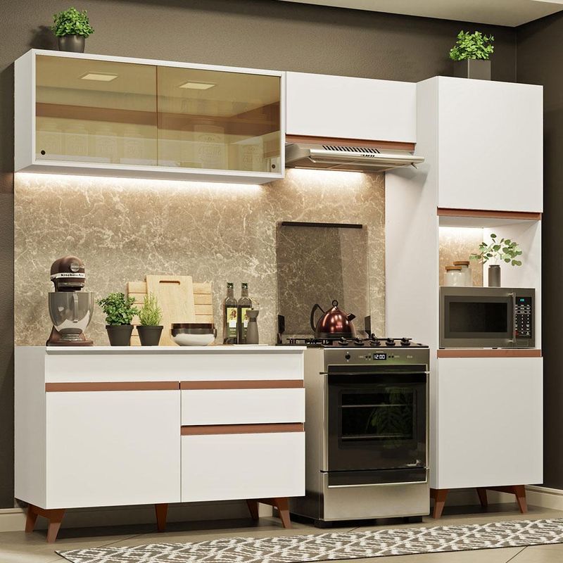Cozinha completa madesa reims xa250003 com arm??rio e balc??o - branco