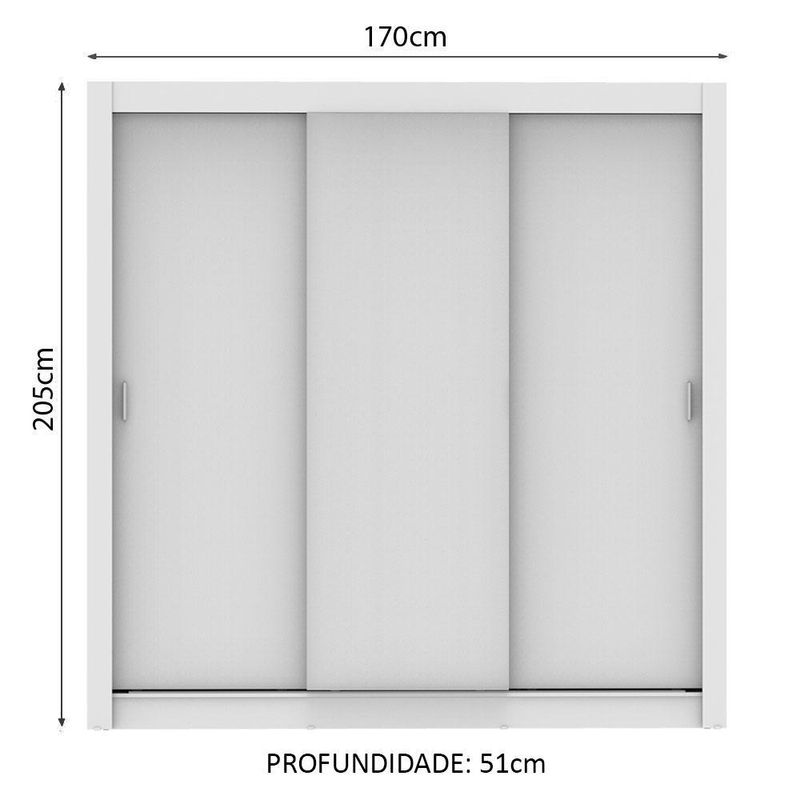 Guarda roupa casal madesa mônaco 3 portas de correr