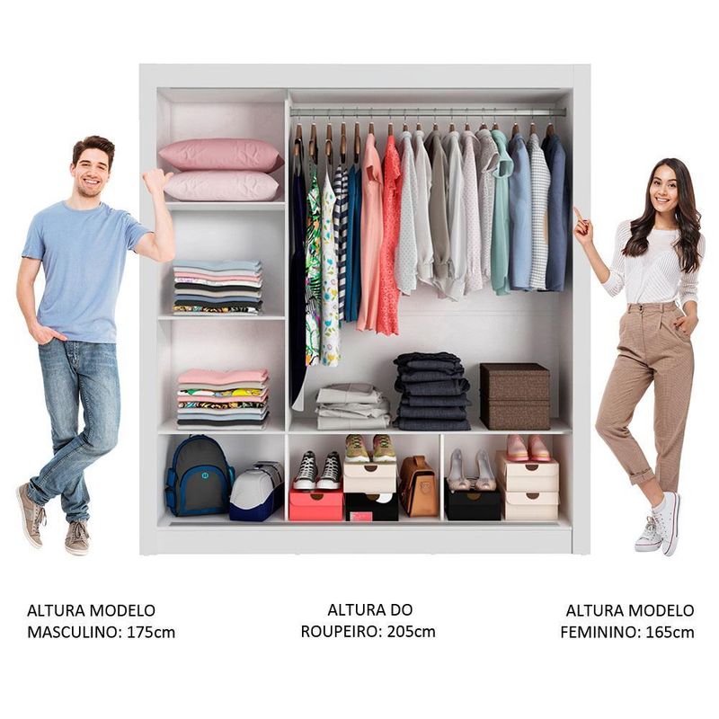 Guarda roupa casal madesa mônaco 3 portas de correr