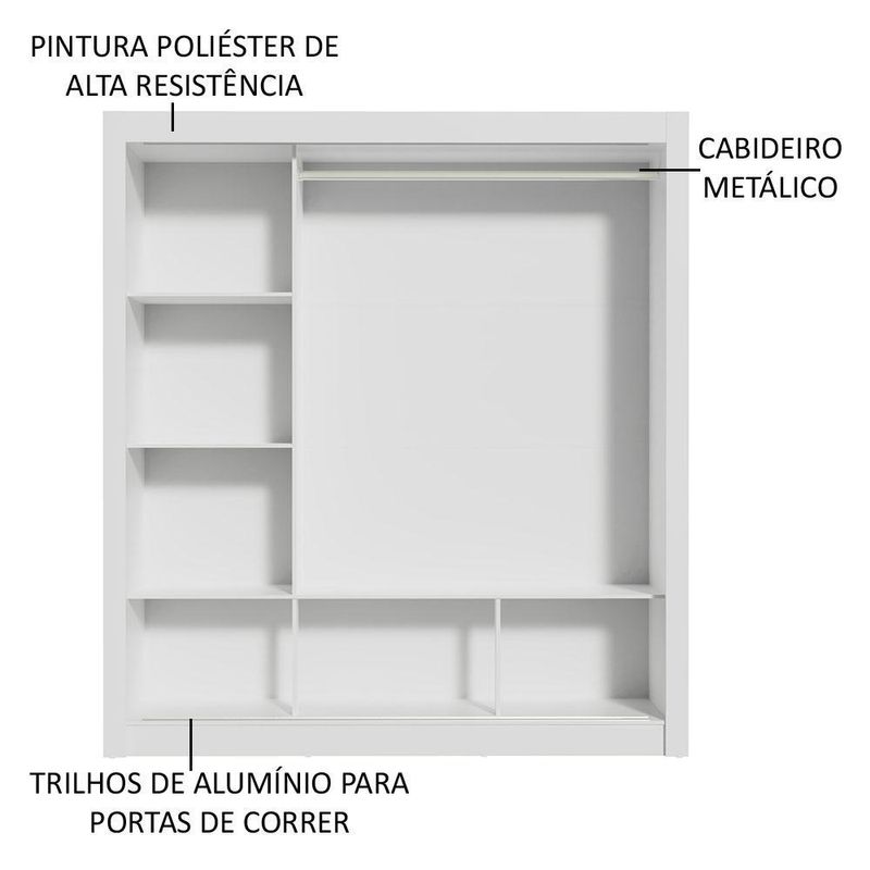 Guarda roupa casal madesa mônaco 3 portas de correr