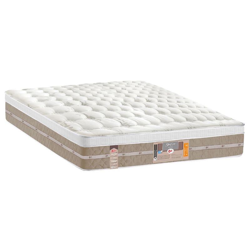 Colchão casal castor silver star air com molas ensacadas e euro pillow 32x138x188 cm - branco/bege