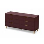 Cômoda 6 Gavetas em MDF Vinho 158x40x76cm Ditália