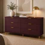 Cômoda 6 Gavetas em MDF Vinho 158x40x76cm Ditália