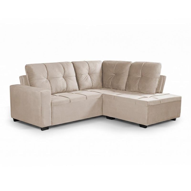 Sofá de Canto Ibarra 4 Lugares com Chaise 186CM Bege King House