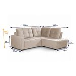 Sofá de Canto Ibarra 4 Lugares com Chaise 186CM Bege King House