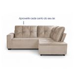 Sofá de Canto Ibarra 4 Lugares com Chaise 186CM Bege King House