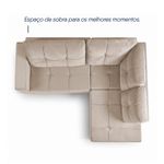 Sofá de Canto Ibarra 4 Lugares com Chaise 186CM Bege King House
