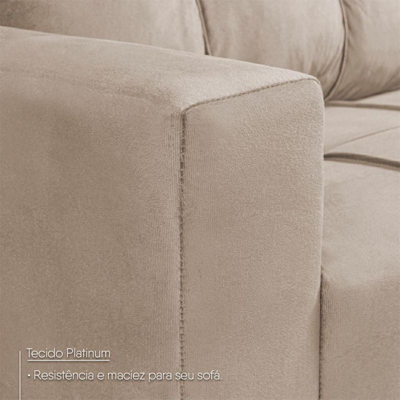 Sofá de Canto Ibarra 4 Lugares com Chaise 186CM Bege King House