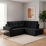 Sofá de Canto Ibarra 4 Lugares 186CM Preto Suede King House