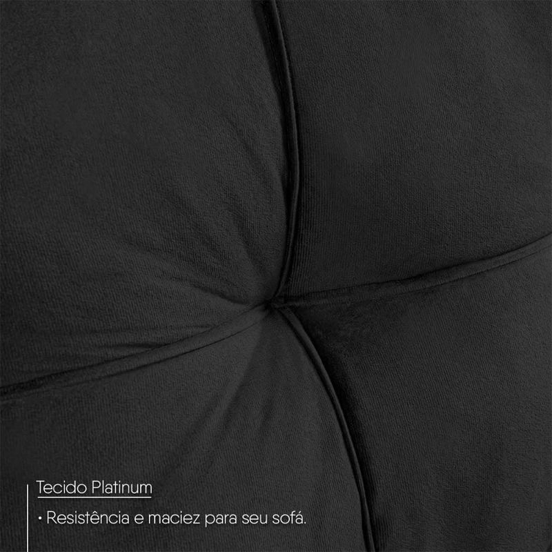 Sofá de Canto Ibarra 4 Lugares 186CM Preto Suede King House
