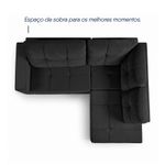 Sofá de Canto Ibarra 4 Lugares 186CM Preto Suede King House