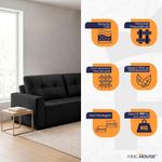 Sofá de Canto Ibarra 4 Lugares 186CM Preto Suede King House
