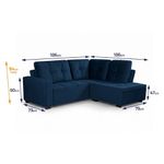 Sofá de Canto Ibarra 4 Lugares com Chaise 186CM Azul King House