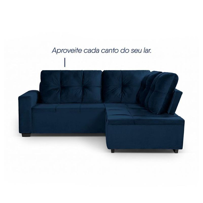 Sofá de Canto Ibarra 4 Lugares com Chaise 186CM Azul King House