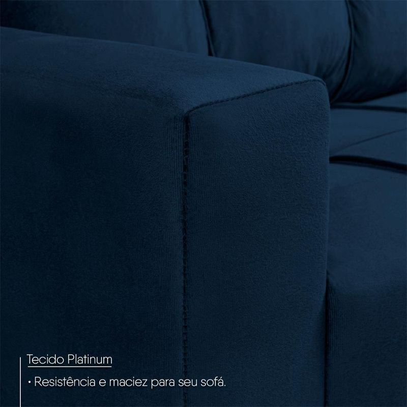 Sofá de Canto Ibarra 4 Lugares com Chaise 186CM Azul King House