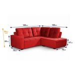 Sofá de Canto com Chaise Ibarra 4 Lugares Vermelho Suede King House