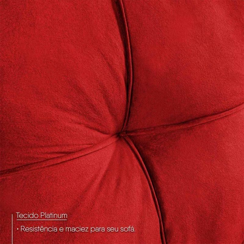 Sofá de Canto com Chaise Ibarra 4 Lugares Vermelho Suede King House