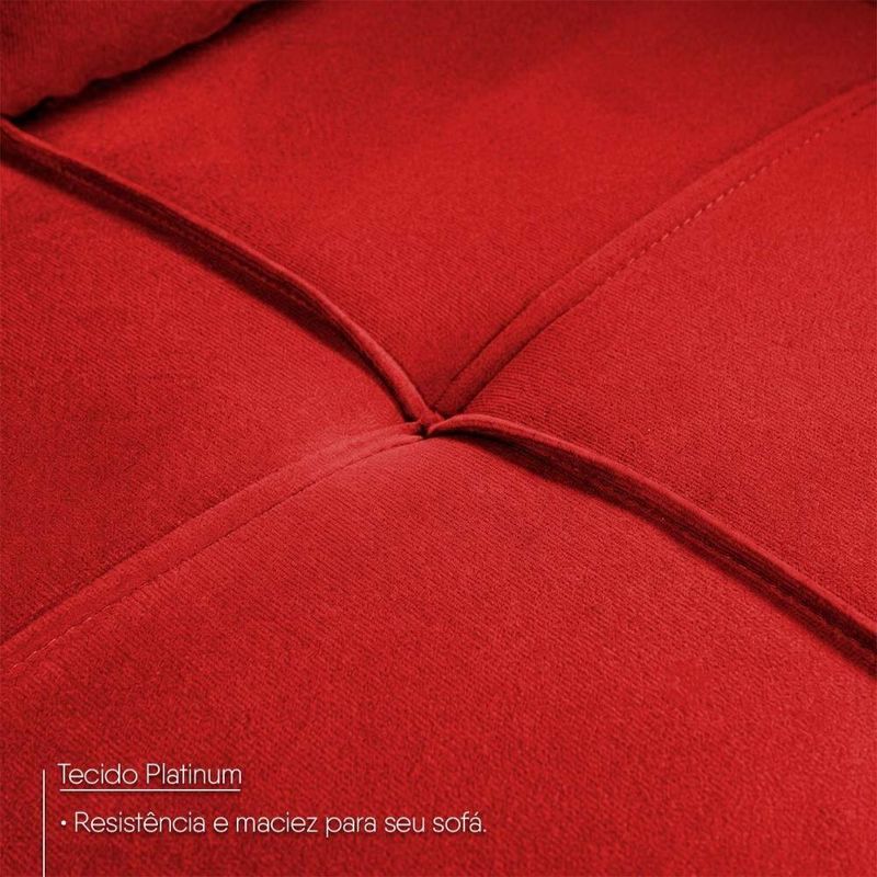 Sofá de Canto com Chaise Ibarra 4 Lugares Vermelho Suede King House