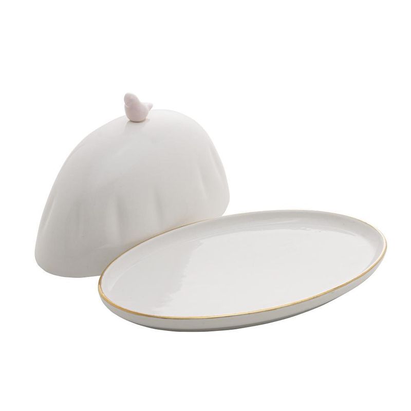 Manteigueira wolff birds de porcelana 16cm x 10cm