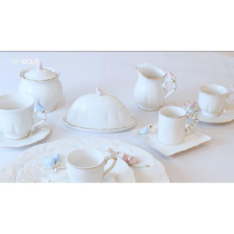Manteigueira wolff birds de porcelana 16cm x 10cm