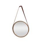Espelho redondo com alça de couro de 32cm - western home