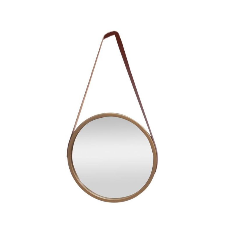 Espelho redondo com alça de couro de 32cm - western home