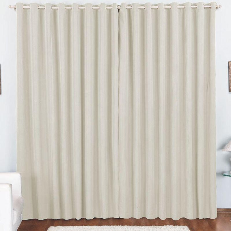 Cortina pryme 3 metros sala quarto em oxford para varão - palha - 100% poliéster