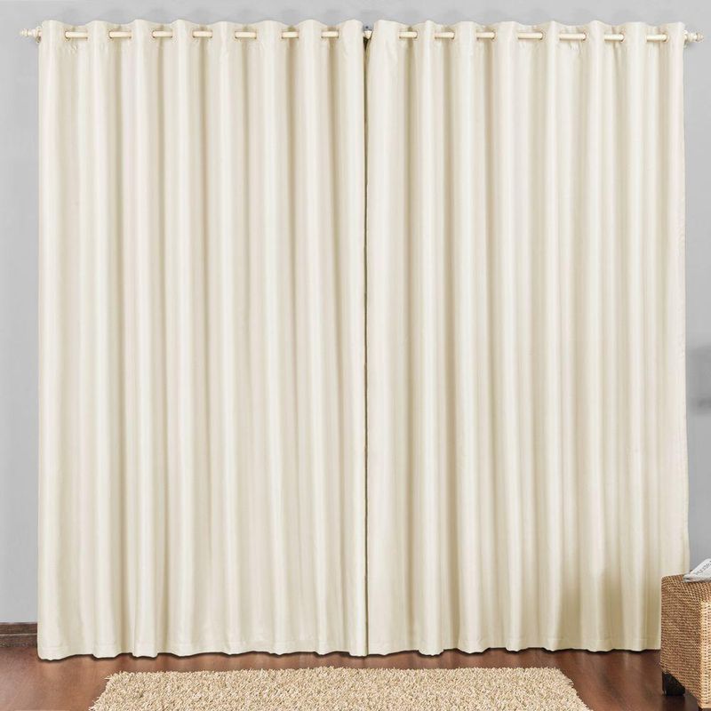 Cortina 3 mts sala quarto escritório blackout para trilho comum - bege - 100% poliéster