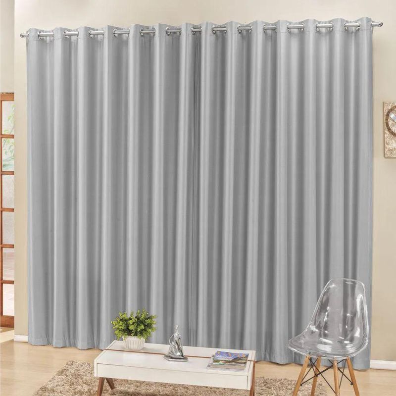 Cortina 3 mts sala quarto escritório blackout original para varão - cinza - 100% poliéster