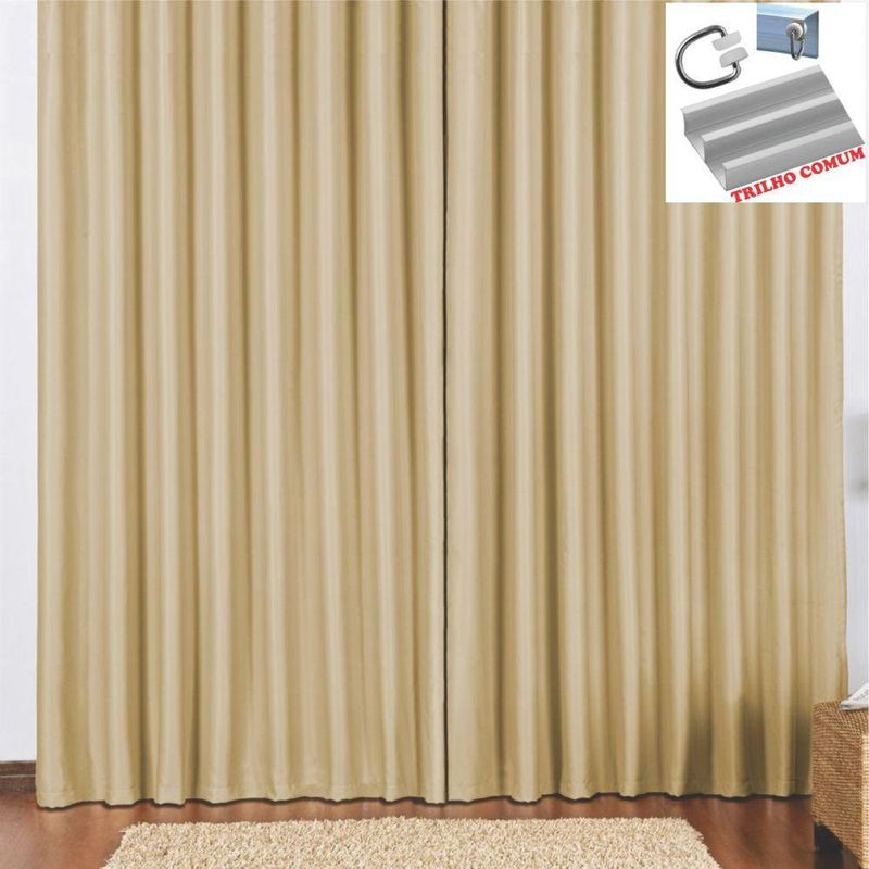 Cortina 3 mts sala quarto escritório blackout original para trilho comum - avelã - 100% poliéster