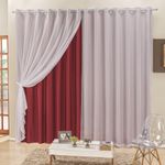 Cortina 2 mts sala quarto voal e semiblackout para varão vermelho - 100% poliéster