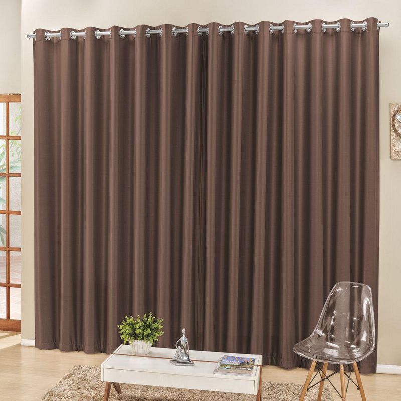 Cortina 2 mts sala quarto escritório semiblackout para trilho comum tabaco - 100% poliéster