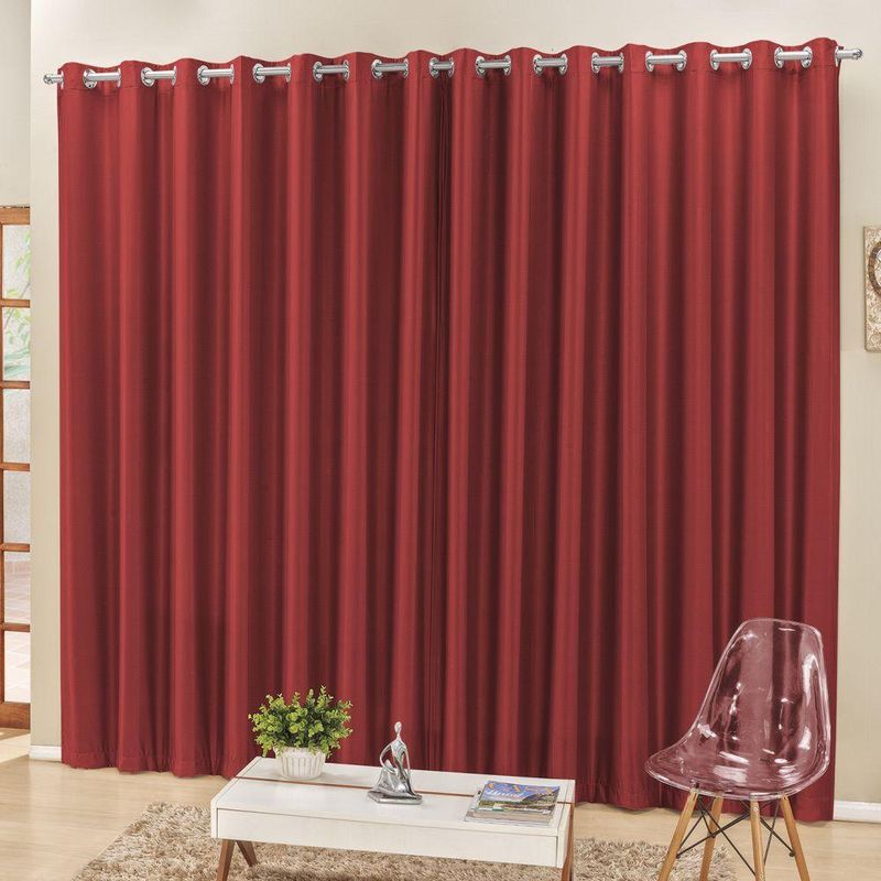 Cortina 2 mts sala quarto escritório semiblackout para trilho comum vermelho - 100% poliéster