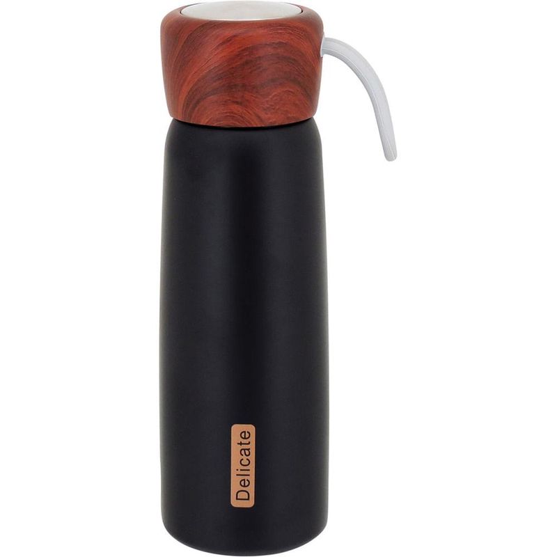 Garrafa térmica parede dupla inox preto 500ml delicate 22x7x7cm