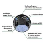 Aspirador robô philco pas23 3 em 1 mop 90min sensor antiqueda e obstáculos bivolt preto