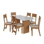 Conjunto de mesa retangular com 6 cadeiras indekes orquídea freijó/off white