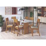 Conjunto de mesa retangular com 6 cadeiras indekes orquídea freijó/off white