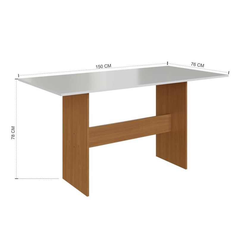 Conjunto de mesa retangular com 6 cadeiras indekes orquídea freijó/off white