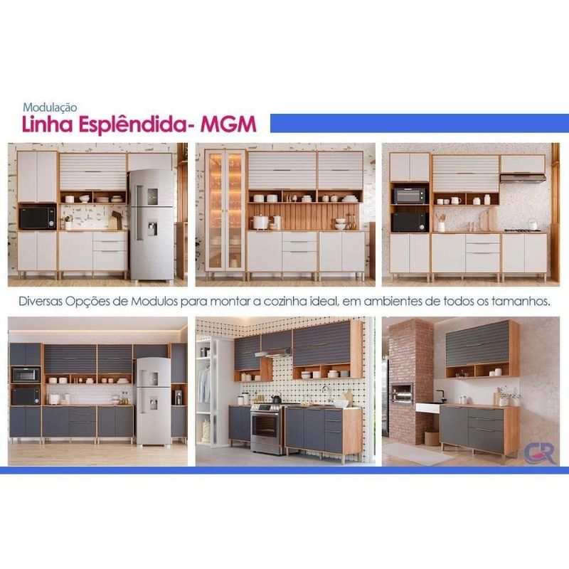 Cristaleira Esplêndida Led Reflecta 2 Portas 6 Prateleiras MDF com LED Cinamomo MGM