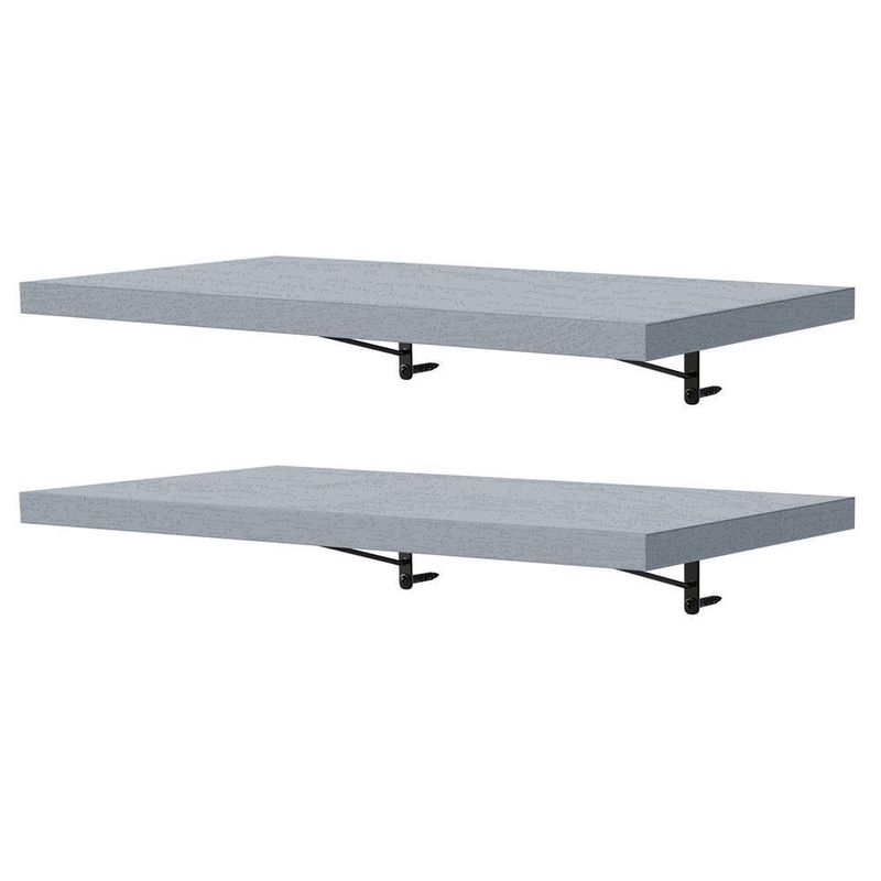 Kit 2 prateleiras suspensas para cozinha madesa 60 cm com mão francesa - cinza