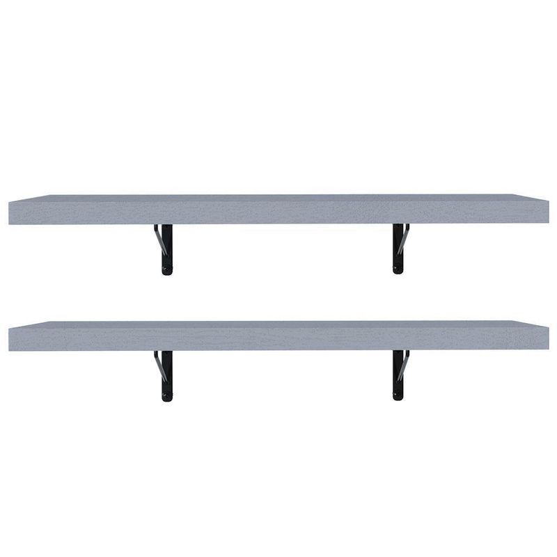 Kit 2 prateleiras suspensas para cozinha madesa 60 cm com mão francesa - cinza
