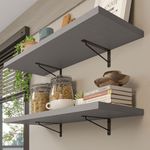 Kit 2 prateleiras suspensas para cozinha madesa 60 cm com mão francesa - cinza