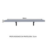 Kit 2 prateleiras suspensas para cozinha madesa 60 cm com mão francesa - cinza