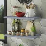 Kit 2 prateleiras suspensas para cozinha madesa 60 cm com mão francesa - cinza