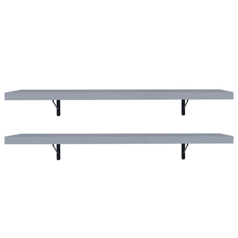 Kit 2 prateleiras suspensas para cozinha madesa 80 cm com mão francesa - cinza