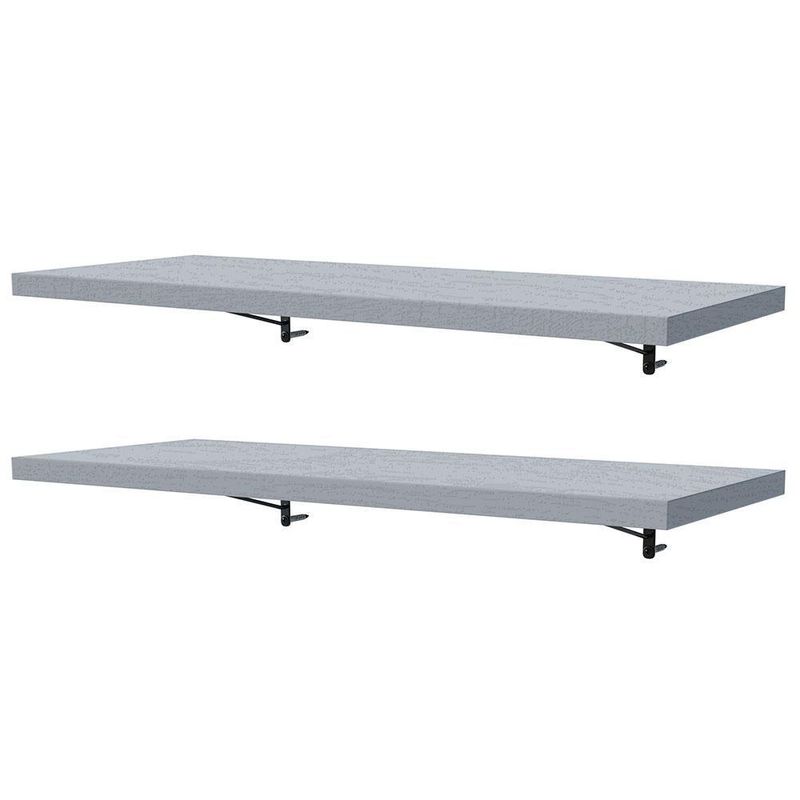 Kit 2 prateleiras suspensas para cozinha madesa 80 cm com mão francesa - cinza