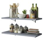 Kit 2 prateleiras suspensas para cozinha madesa 80 cm com mão francesa - cinza